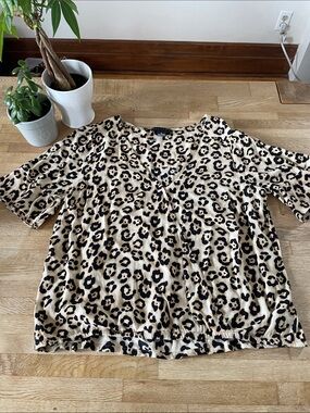 Sanctuary Leopard Print V-Neck Top - Beige & Black